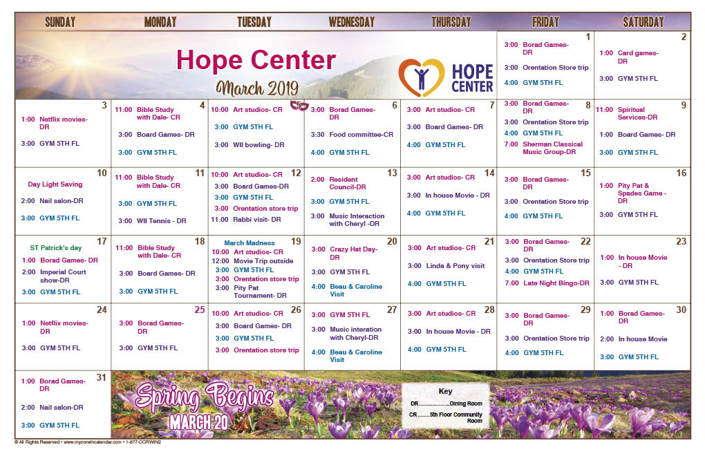 Hope Center Centers Health Care Nursing and RehabilitationCalendar